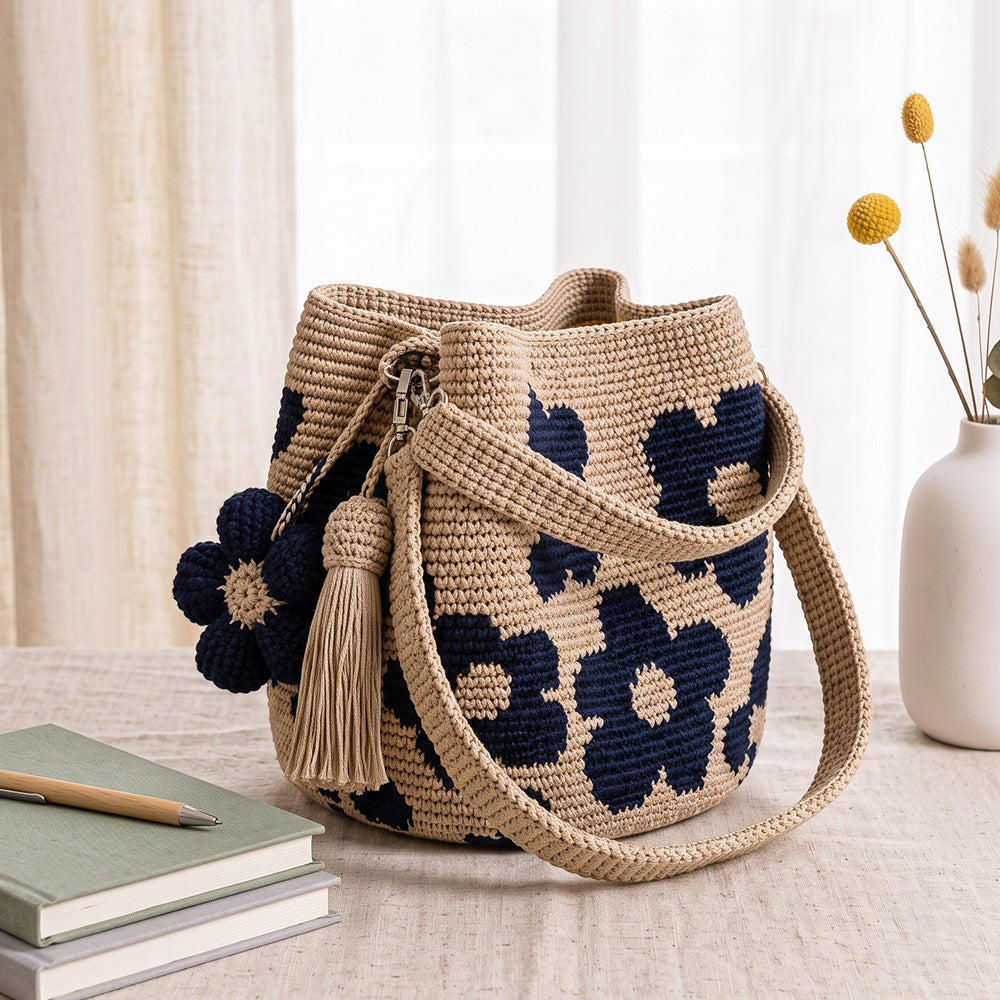 Handwoven Flower Bucket Bag