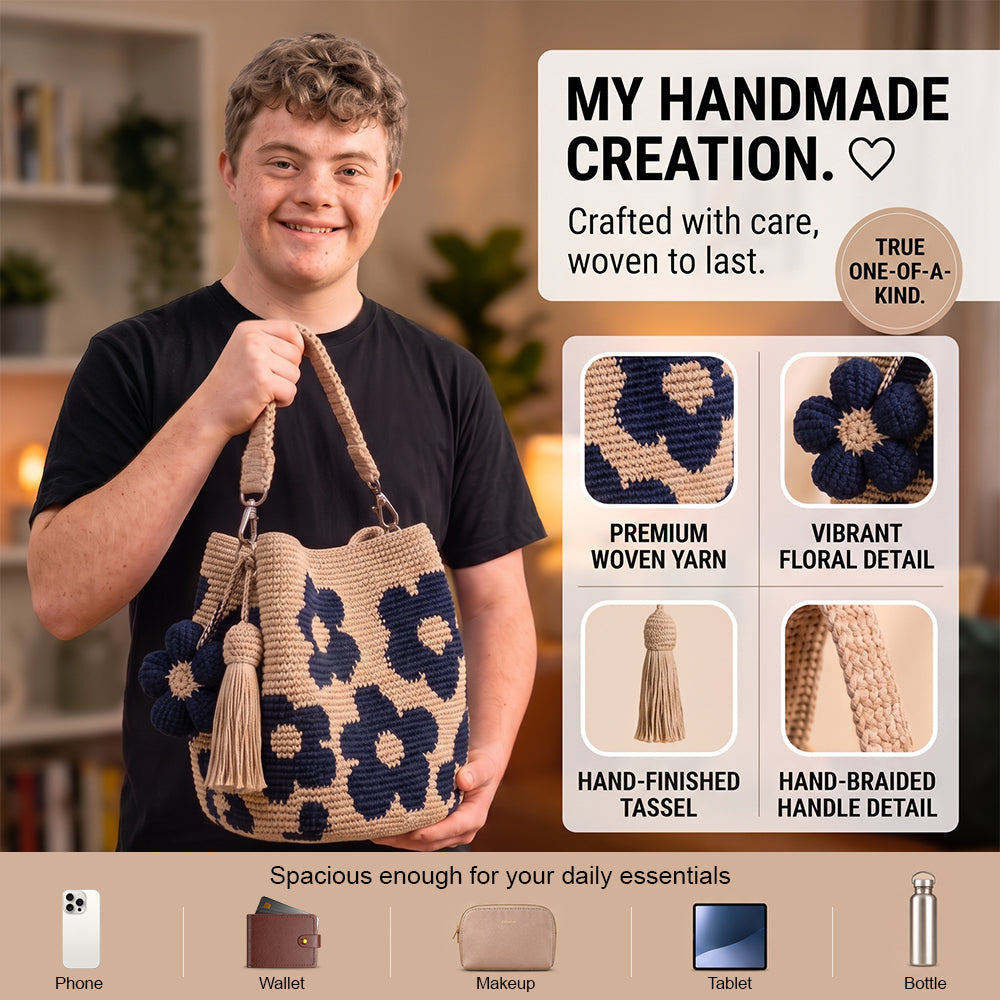 Handwoven Flower Bucket Bag