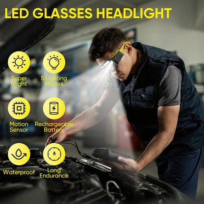 🔦 LED Glasses Headlamp | Hands-Free Wearable Light(Includes Free Sunglass Lenses🕶️)