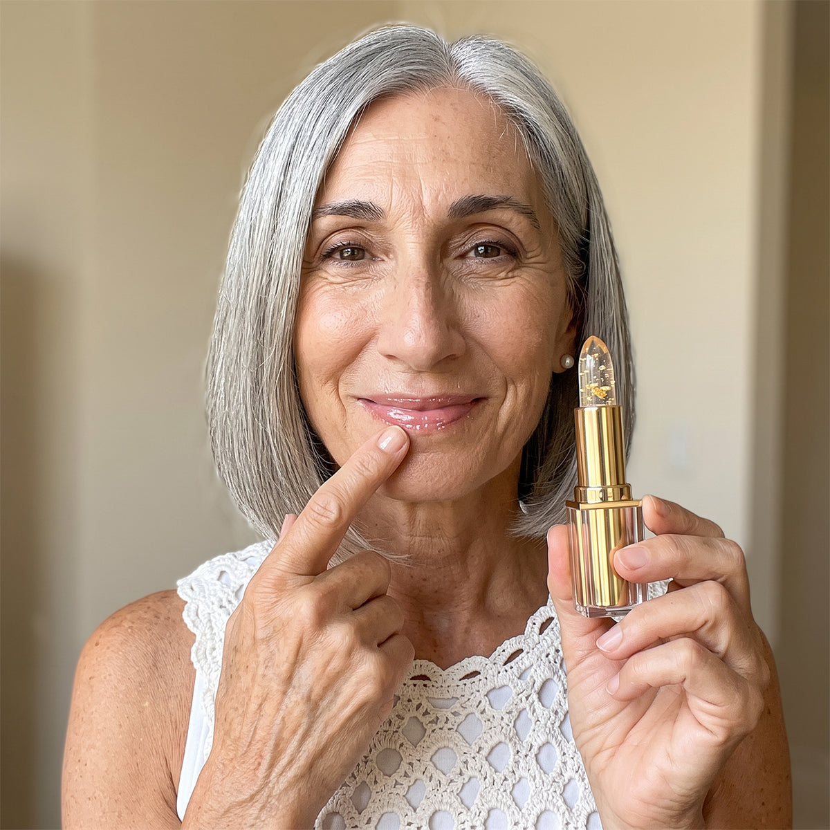 Woman testing Marssirace Signature Lipstick