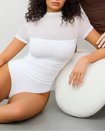 Women's Mesh Short Sleeve Bodysuit