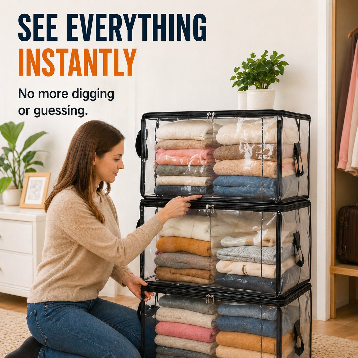 🔥Limited TimePromotion 50% OFF 📦Large Heavy-Duty Thick Plastic Clear Storage Bag for Clothes, Moving & Storage