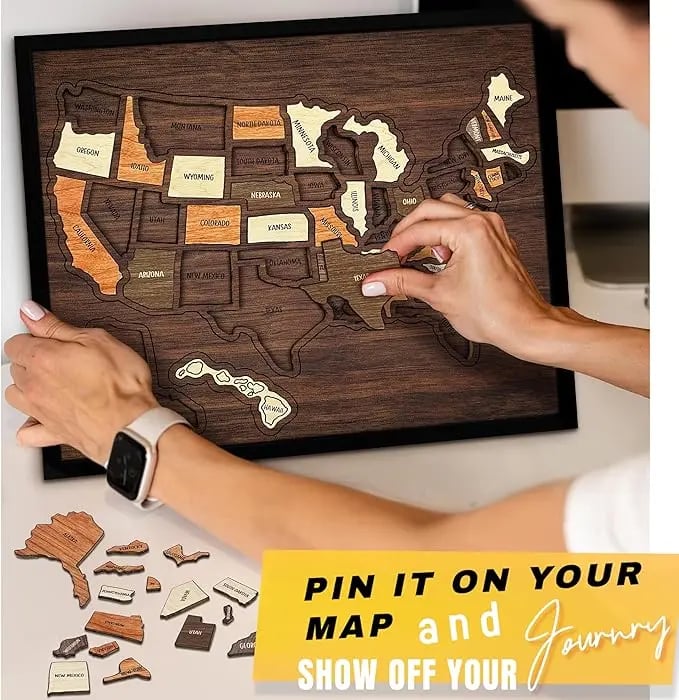 us Wooden USA Travel Map Puzzle🧩A Stylish Way to Track Your Journey & Memories