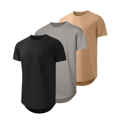 ✨Mens 3 Pack Hipster Hip Hop Longline Crewneck T-Shirt, Menswear Casual T-shirt Tops