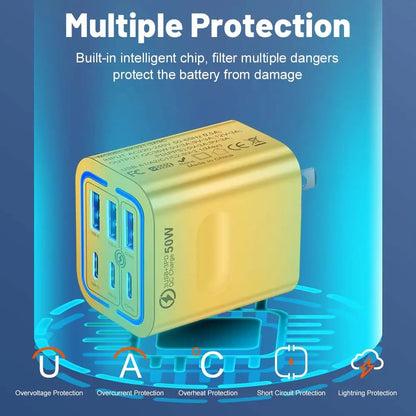 Portable Multi Port Charging Station 50W, 6-Port USB C & USB A