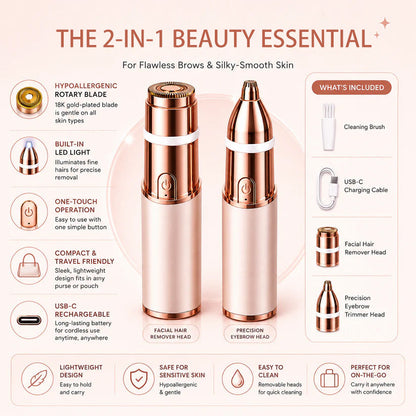 2-in-1 Women's Eyebrow and Facial Hair Removal Device