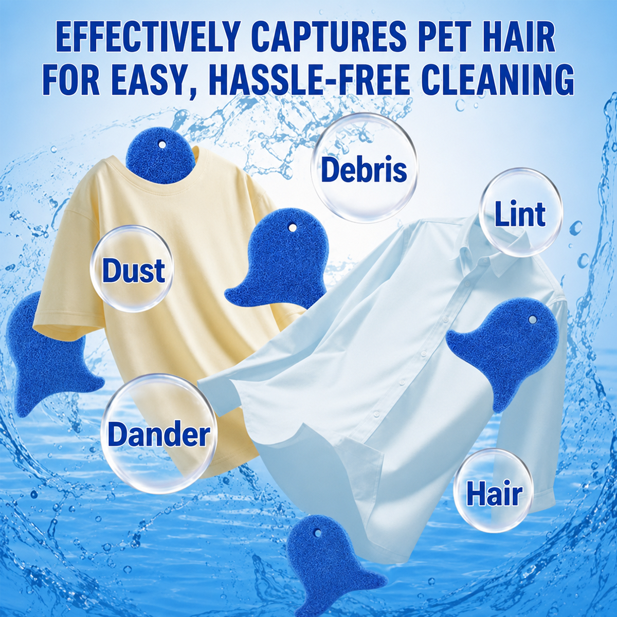 💦 Laundry Pet Hair Removal Fish - 5 Pack