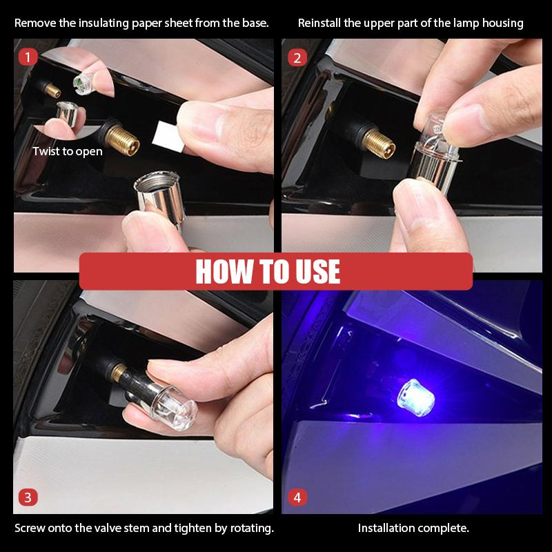 Waterproof LED Tire Valve Cap Light