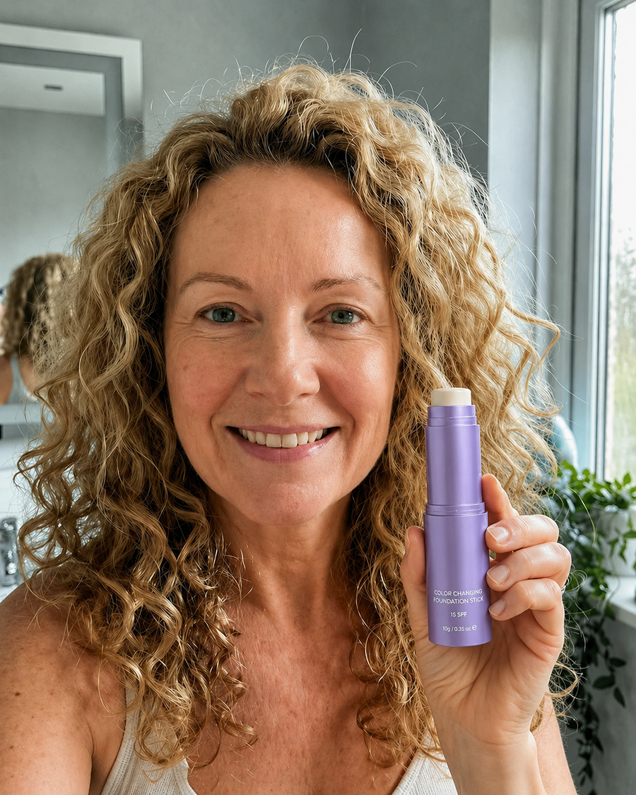 Customer holding Marssirace color changing foundation stick