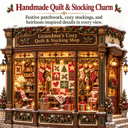 🧵 Grandma’s Cozy Quilt Shop DIY Kit 🎄 | Light-Up Christmas Miniature | Build Your Own Holiday Tradition