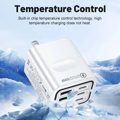 Portable Multi Port Charging Station 50W, 6-Port USB C & USB A