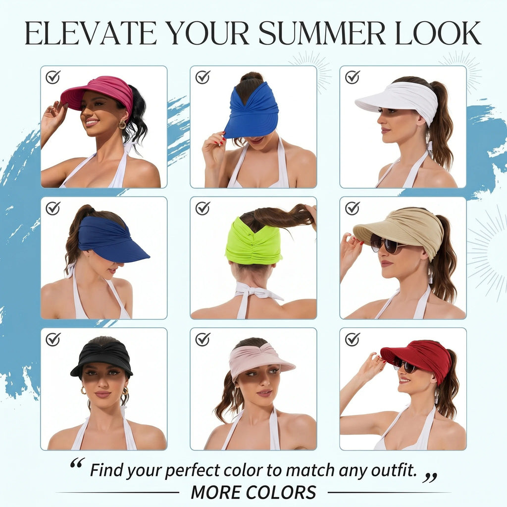UPF 50+ Sun Visor Ponytail Hat