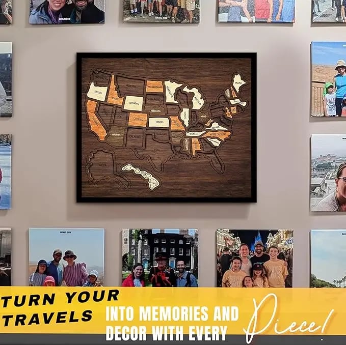 us Wooden USA Travel Map Puzzle🧩A Stylish Way to Track Your Journey & Memories