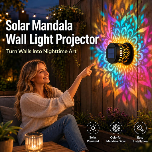 65K+ SOLD!✨Solar Mandala Wall Light | Outdoor Garden Fence Projector Lamp 🪐🌌