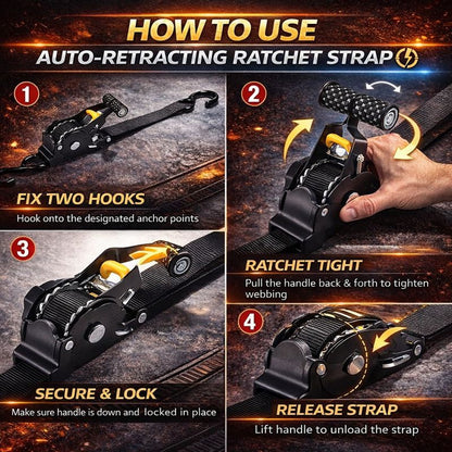 Viralona Auto-Retract Tie-Down Ratchet Straps