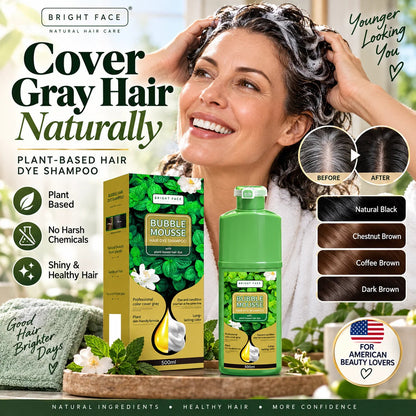 💞Black Friday Sale 50% OFF!!💇‍♀️💈Long-Lasting Plant-Based Bubble Mousse Hair Dye Shampoo, Gentle At-Home Gray Hair Coverage🛡️👍