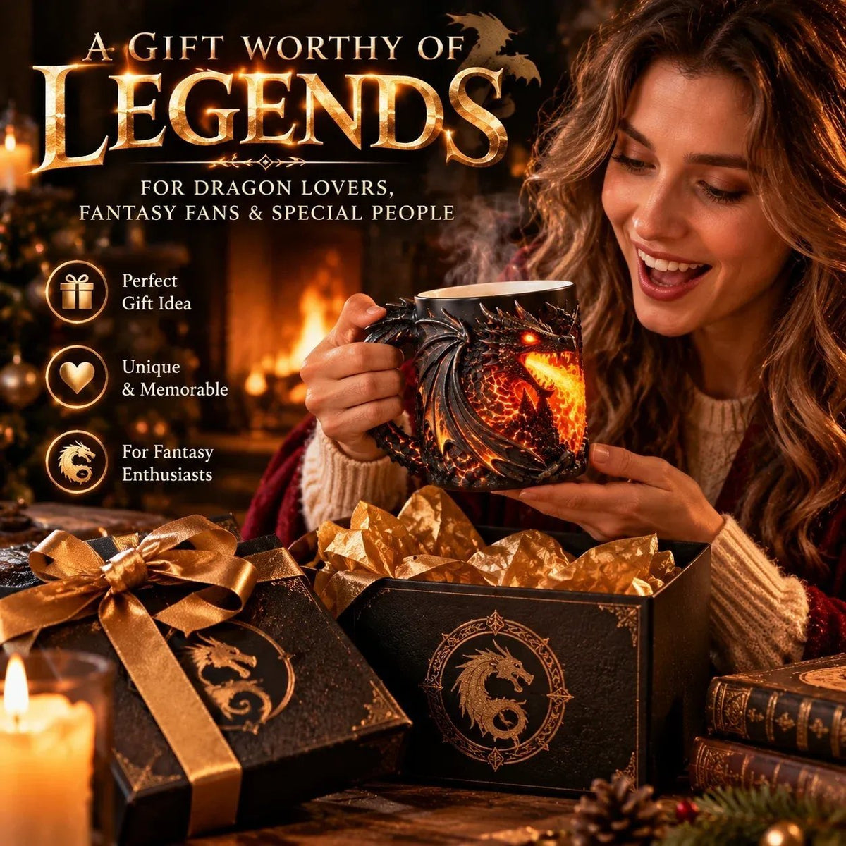 🐉 Dragonfire 3D Heat-Reveal Magic Mug | Add a Hot Drink. Awaken the Dragon！！！🔥