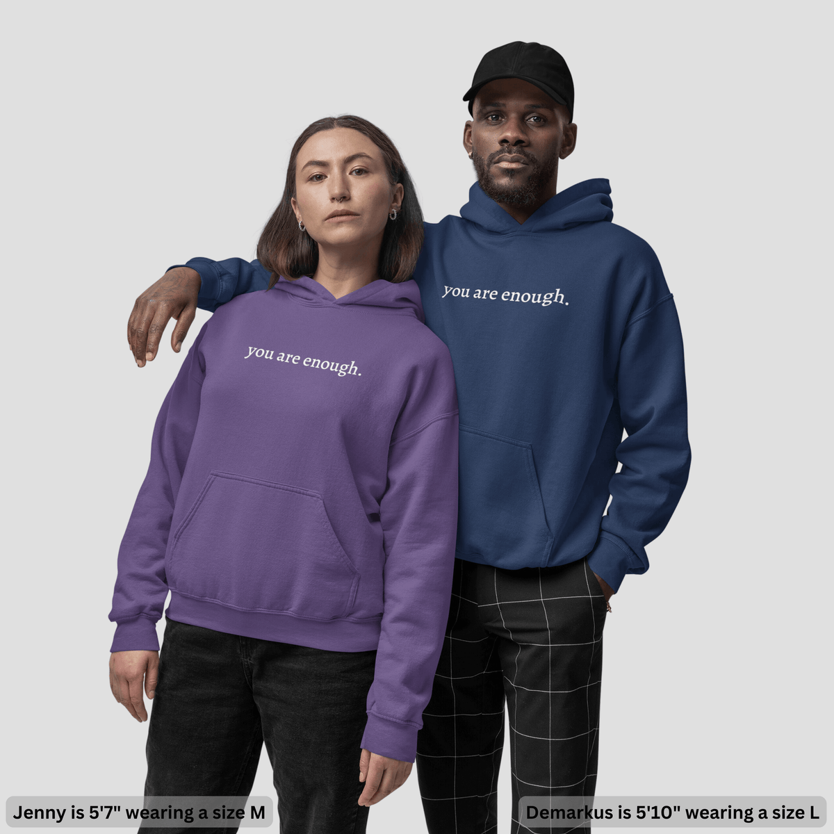 'You Are Enough' Fleece Lined Graphic Hoodie Unisex