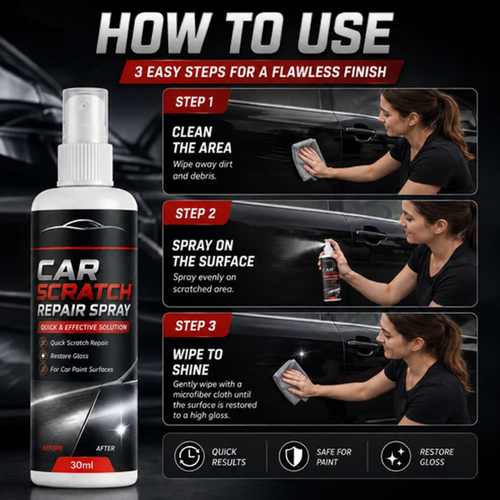 🚗Universal Car Scratch Repair Spray – Erases light scratches, swirl marks & scuffs fast.🛡️