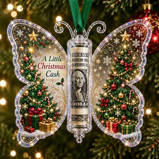 🦋💵 3D Embossed Butterfly Christmas Cash Gift Ornament – Holiday Money Holder Keepsake 🎄✨