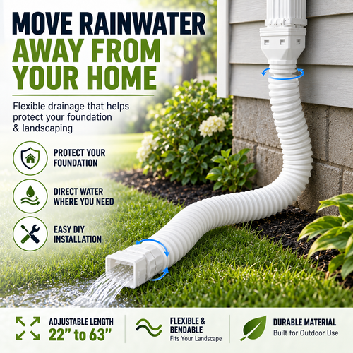 🏡 Flexible Rain Gutter Downspout Extension Kit  – Adjustable 22"-63" Drain Pipe with Leaf Filter for Foundation Protection