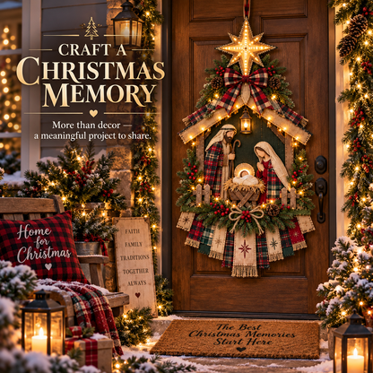 ⏳ Last Day 50% OFF – DIY Lighted Christmas Nativity Scene Door Hanging Kit 🎄