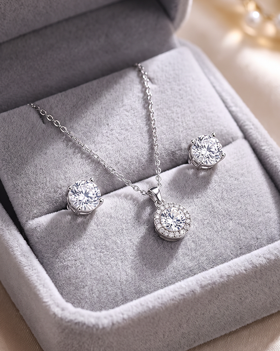 Silver-tone necklace and earrings
