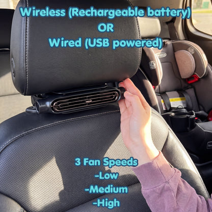Car Headrest Velcro Cooling AC Fan