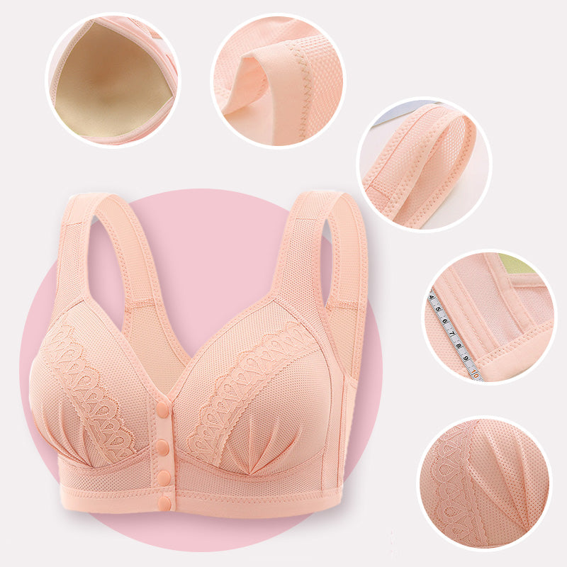 Front Button Breathable Skin-Friendly Cotton Bra